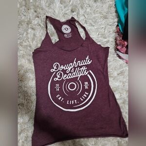 Maroon Doughnuts & Deadlifts Tank Top